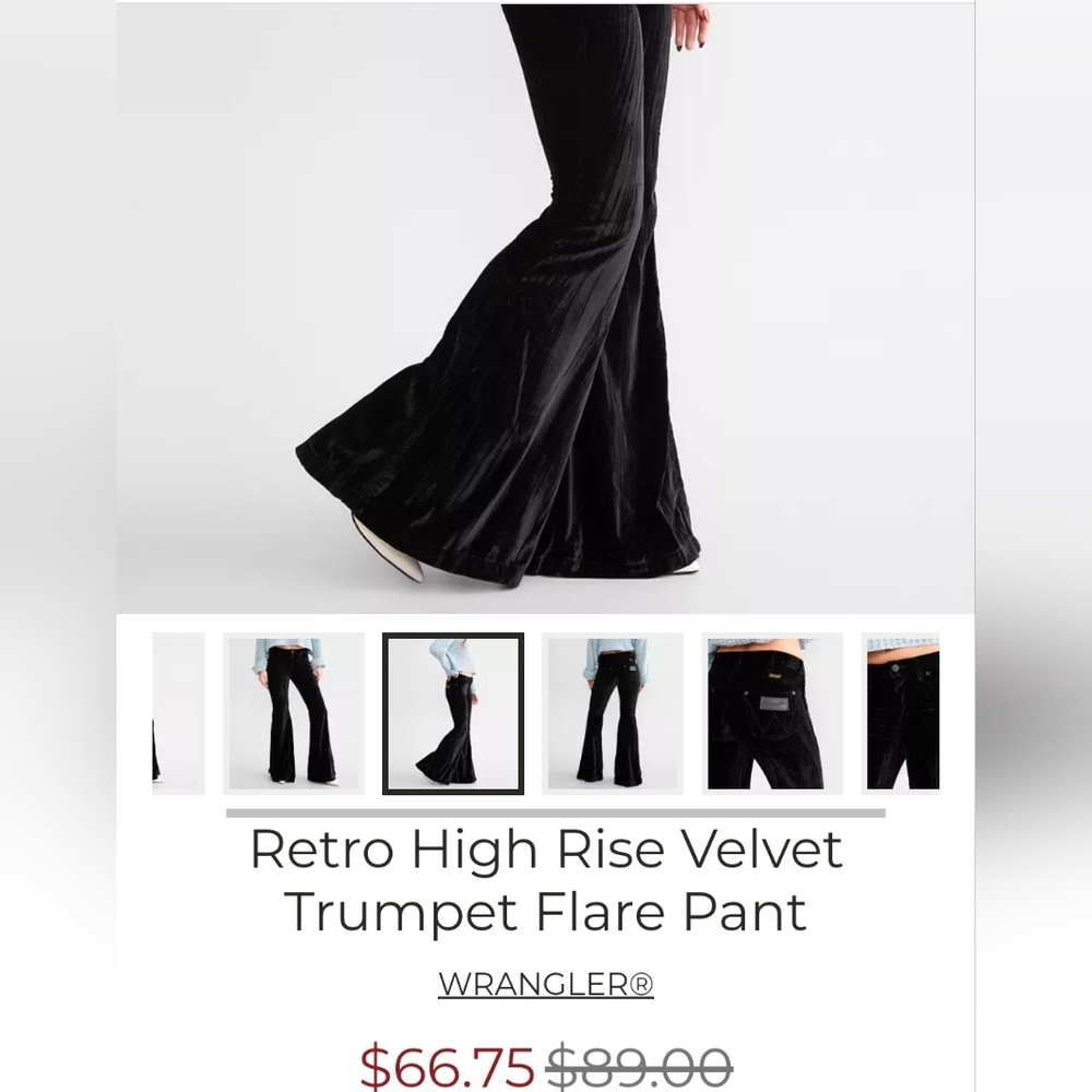 Wrangler Black Velvet Wide Leg Jeans - Picture 5 of 5